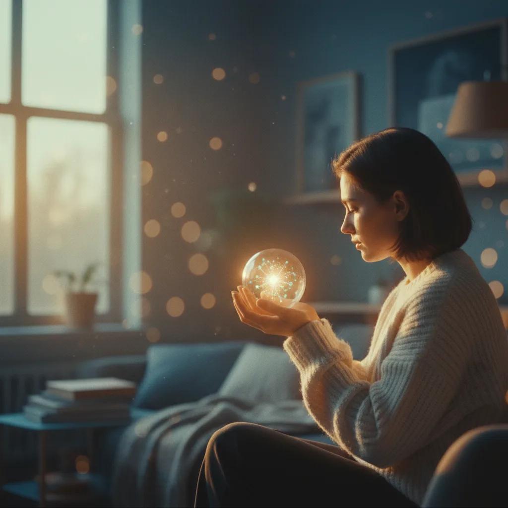 Une personne souriante interagit avec une intelligence artificielle sur son téléphone, symbolisant l'attachement virtuel et la connexion.