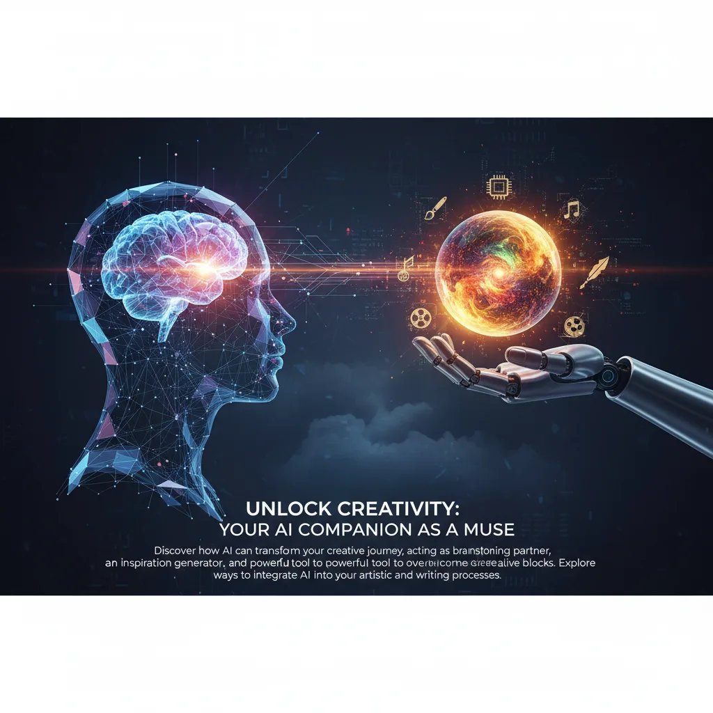 A vibrant, abstract image depicting a human hand reaching out to an ethereal, glowing AI brain, surrounded by swirling lines of code and colorful light, symbolizing the fusion of human creativity and artificial intelligence.